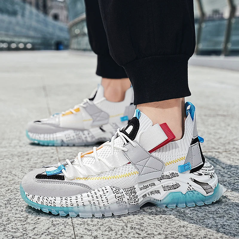 מקי | נעלי סניקרס עירוניות בגוון צבעוני לגברים עם סוליה עבה